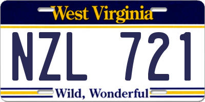 WV license plate NZL721