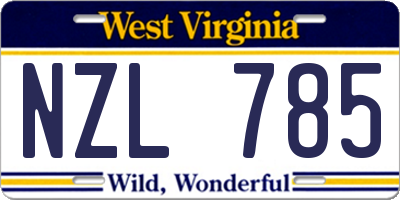 WV license plate NZL785