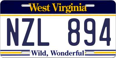 WV license plate NZL894