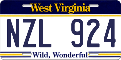WV license plate NZL924