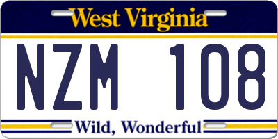 WV license plate NZM108