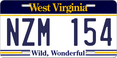 WV license plate NZM154