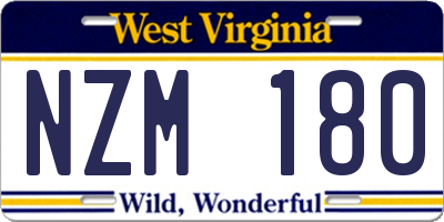 WV license plate NZM180