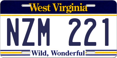 WV license plate NZM221