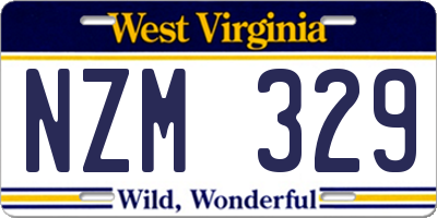 WV license plate NZM329