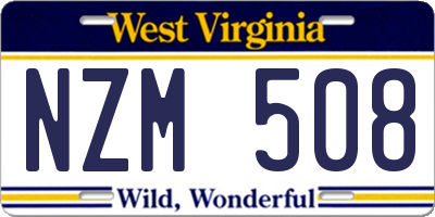 WV license plate NZM508