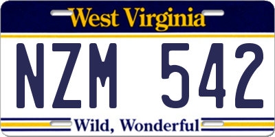 WV license plate NZM542
