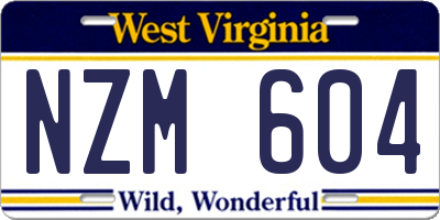 WV license plate NZM604
