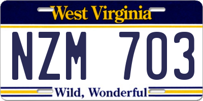 WV license plate NZM703