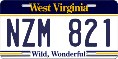 WV license plate NZM821