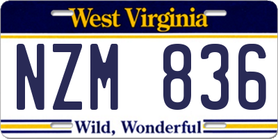 WV license plate NZM836