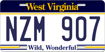 WV license plate NZM907