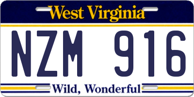 WV license plate NZM916
