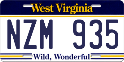 WV license plate NZM935