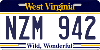 WV license plate NZM942