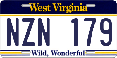 WV license plate NZN179