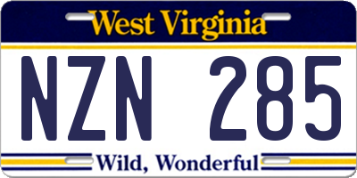WV license plate NZN285