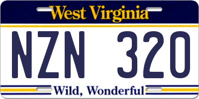 WV license plate NZN320