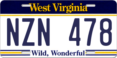 WV license plate NZN478