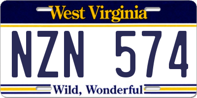 WV license plate NZN574