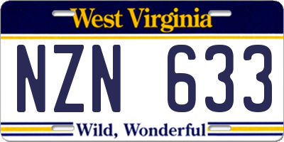 WV license plate NZN633