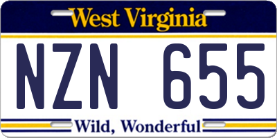 WV license plate NZN655