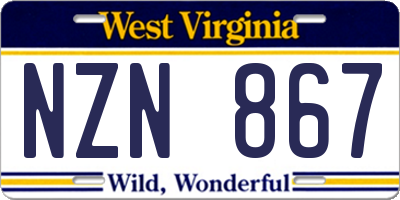 WV license plate NZN867