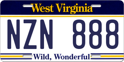 WV license plate NZN888