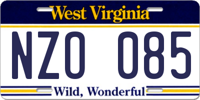 WV license plate NZO085