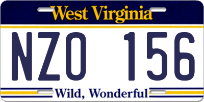 WV license plate NZO156