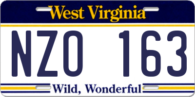 WV license plate NZO163