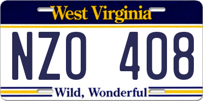 WV license plate NZO408