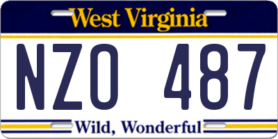 WV license plate NZO487