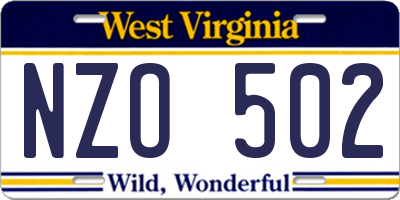 WV license plate NZO502