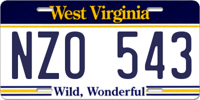 WV license plate NZO543