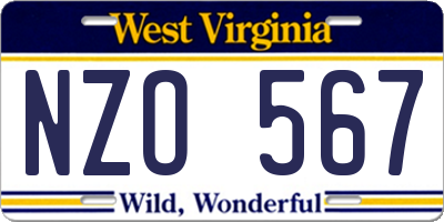 WV license plate NZO567