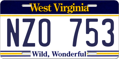 WV license plate NZO753