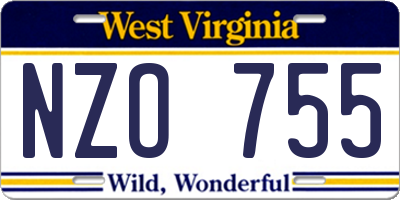 WV license plate NZO755