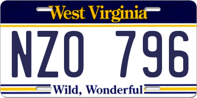 WV license plate NZO796