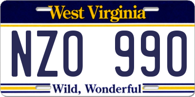 WV license plate NZO990