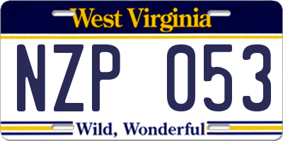 WV license plate NZP053