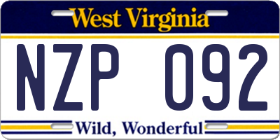 WV license plate NZP092