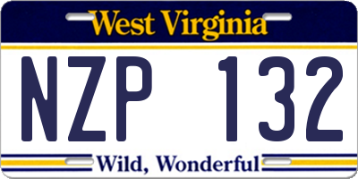 WV license plate NZP132