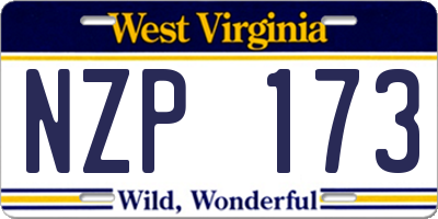 WV license plate NZP173