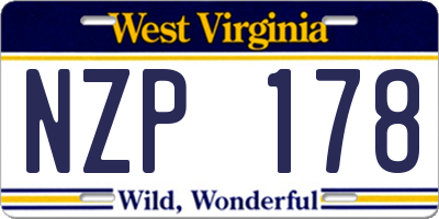 WV license plate NZP178
