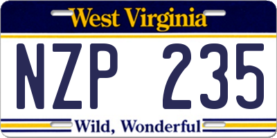 WV license plate NZP235