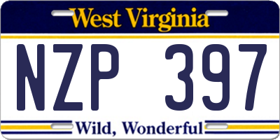 WV license plate NZP397