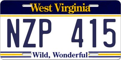 WV license plate NZP415