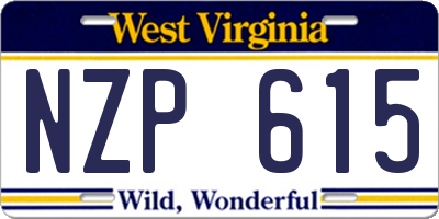 WV license plate NZP615