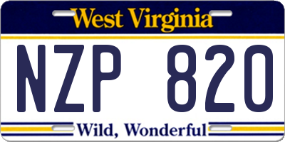 WV license plate NZP820